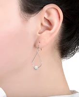 Pave Crystal Ball on an Open Tear Drop Wire Earrings Set Sterling Silver. Available Clear or Gray