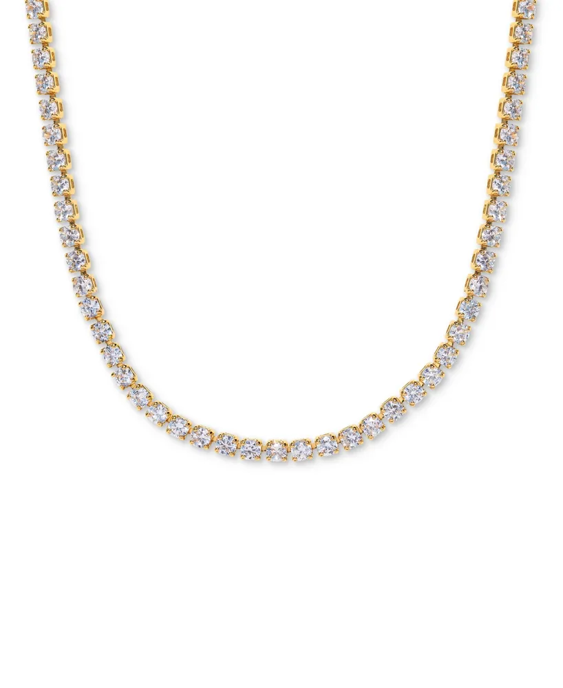 Girls Crew 18k Gold-Plated Crystal Tennis Necklace, 14" + 3" extender