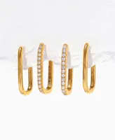 Girls Crew 18k Gold-Plated 2-Pc. Set Pave Oval Hoop Earrings