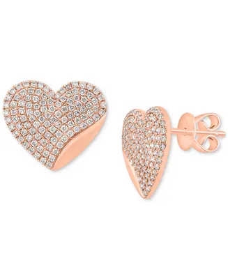 Effy Diamond Pave Heart Stud Earrings (5/8 ct. t.w.) in 14k Rose Gold