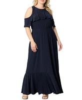 Kiyonna Plus Piper Cold Shoulder Maxi Dress