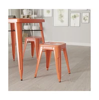 Merrick Lane Set Of 4 Sloane 18" High Backless Stacking Dining Stools With Durable Metal Frame