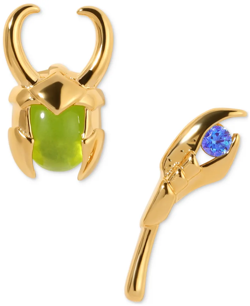 Girls Crew 18k Gold-Plated Color Crystal Loki Mismatch Stud Earrings