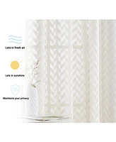 Hlc.me Herringbone Thick Semi Sheer Premium Rod Pocket Window Curtain Panels for Bedroom & Living Room