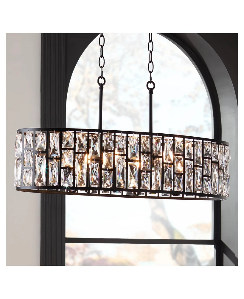 Vienna Full Spectrum Sofie Black Linear Pendant Chandelier Lighting 32 1/2" Wide Modern Industrial Geometric Crystal Shade 6