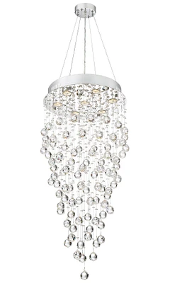 Vienna Full Spectrum Aida Chrome Silver Hanging Chandelier Lighting 18" Wide Modern Pouring Crystal Glass Globes 7