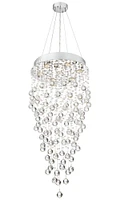 Vienna Full Spectrum Aida Chrome Silver Hanging Chandelier Lighting 18" Wide Modern Pouring Crystal Glass Globes 7