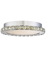 Possini Euro Design Chardin Modern Close To Ceiling Light Flush Mount Fixture 14" Wide Led Dimmable Chrome Silver Clear Crystal Ring for Bedroom Hallw