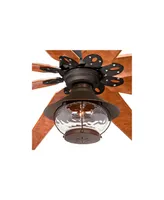 72" Predator Rustic Farmhouse Indoor Outdoor Ceiling Fan with Led Light English Bronze Cherry Hammered Glass Damp Rated for Patio Exterior House Home