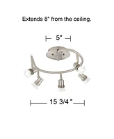 Pro Track 5-Head Led Ceiling Track Light Fixture Kit GU10 Directional Adjustable Silver Brushed Nickel Finish Metal Industrial Spiral Kitchen Bathroom