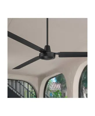 72" Velocity Modern Large 3 Blade Indoor Outdoor Ceiling Fan with Wall Control Matte Black Metal Damp Rated Patio Exterior House Home Porch Living Roo