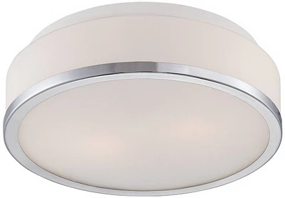 Possini Euro Design Mavis Modern Ceiling Light Flush-Mount Fixture 10.25" Wide Sleek Chrome 2-Light White Opal Glass Shade for Bedroom Kitchen Living