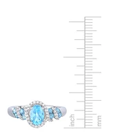 Blue Topaz (1-1/10 ct. t.w.) & Lab Grown White Sapphire (1/4 ct. t.w.) Ring in Sterling Silver