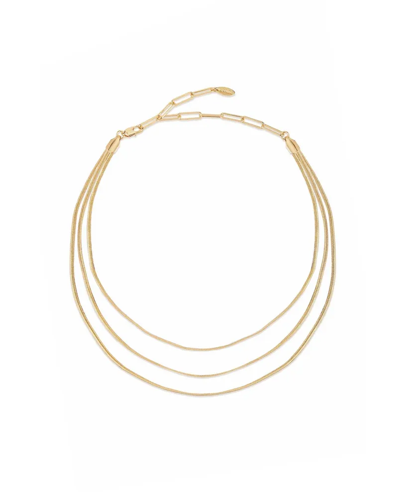 Ettika Triple Flex Snake Chain Layered 18K Gold Plated Necklace