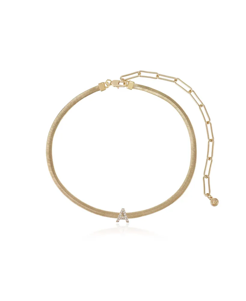 Ettika Initial Herringbone 18K Gold Plated Necklace