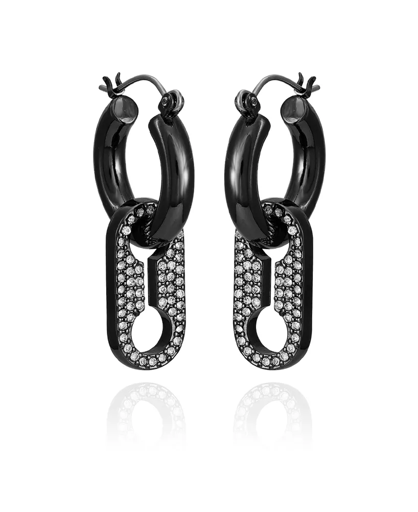 Vince Camuto Hematite-Tone Chunky Hoop Dangle Drop Earrings