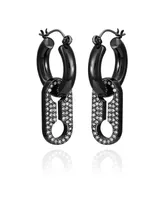 Vince Camuto Hematite-Tone Chunky Hoop Dangle Drop Earrings