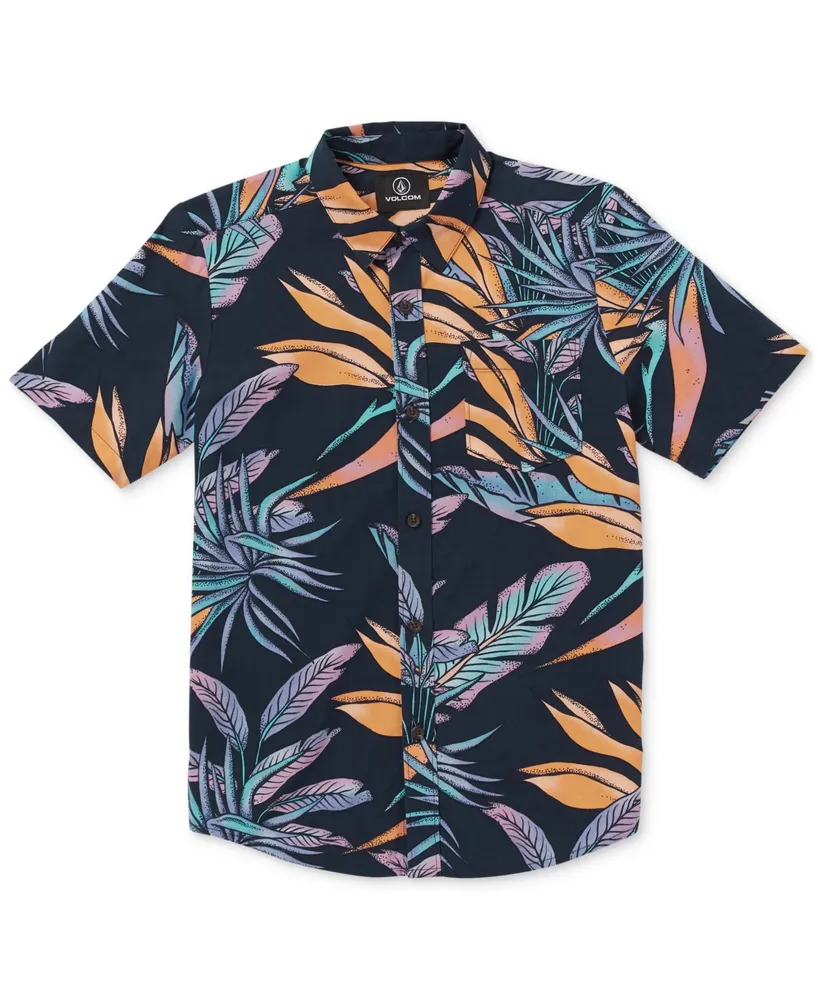 Volcom Big Boys Indospray Floral Woven Short-Sleeve Shirt