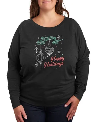 Trendy Plus Size Happy Holidays Graphic Long Sleeve Pullover Top