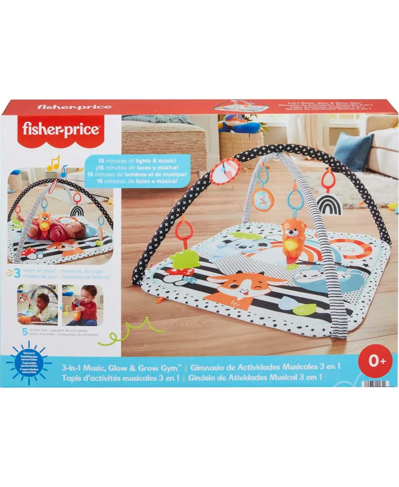 Fisher Price 3-in-1 Music, Glow and Grow Gym Activity Play Mat - Multi