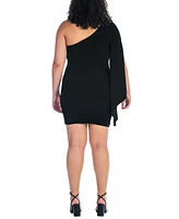 24seven Comfort Apparel Plus One Shoulder Drape Bodycon Dress