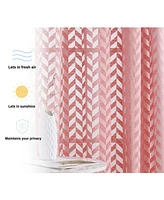 Hlc.me Herringbone Thick Semi Sheer Premium Rod Pocket Window Curtain Panels for Bedroom & Living Room