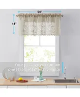 Hlc.me Joyce Lace Sheer Kitchen Curtain Valance Topper - Rod Pocket for Small Windows, Bathroom & Kitchen