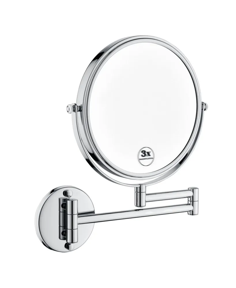 Simplie Fun 8 Inch Led Wall Mount Two-Sided Magnifying Makeup Vanity Mirror 12 Inch Extension Chrome Finish