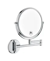 Streamdale Furniture 8 Inch Led Wall Mount Two-Sided Magnifying Makeup Vanity Mirror 12 Inch Extension Chrome Finish