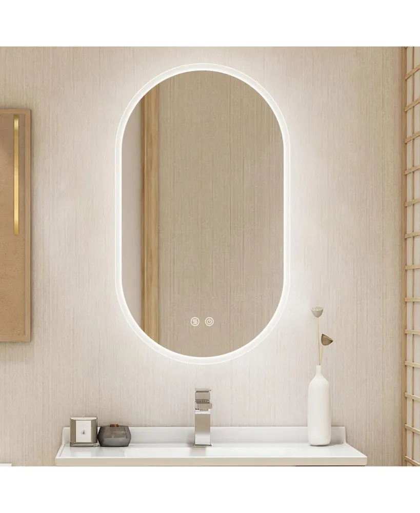 Simplie Fun 40x24 Inch Bathroom Mirror With Lights, Anti Fog Dimmable Led Mirror For Wall Touch Control