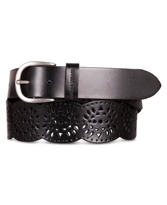 Lucky Brand Women's Perforated Scalloped Edge Leather Belt