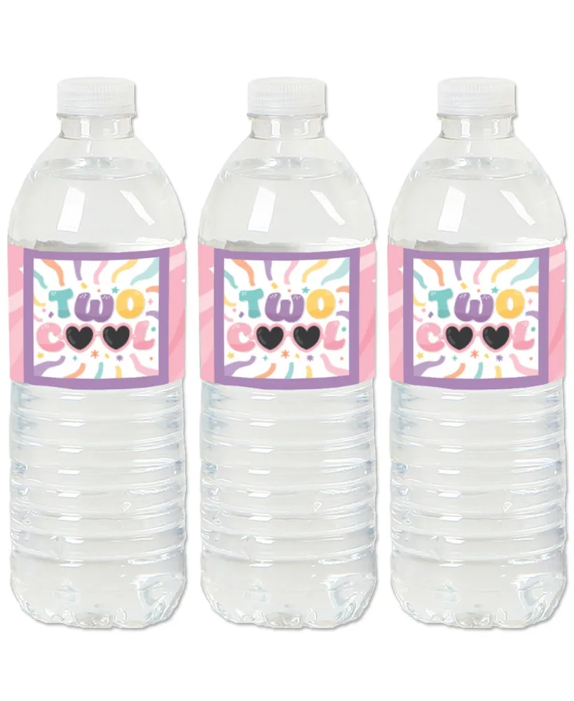 Big Dot Of Happiness Two Cool - Girl - Pastel 2nd Birthday Water Bottle  Sticker Labels - Set of 20 - Assorted Pre