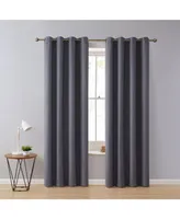 Hlc.me Syracuse Thermal Insulated Blackout Room Darkening Energy Savings Window Curtain Grommet Panels Bedroom, Set of 2