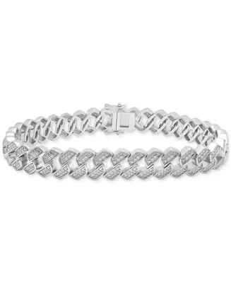 Men's Diamond Curb Link Bracelet (1 ct. t.w.) in Sterling Silver