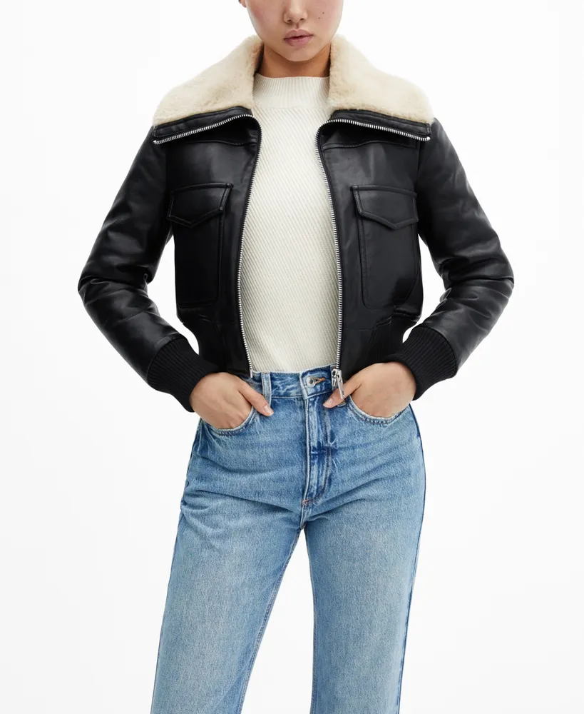 Double-faced aviator jacket with hood - Women's fashion