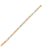 Satin & Polished Stampato Link Bracelet in 10k Tricolor Gold - Tri