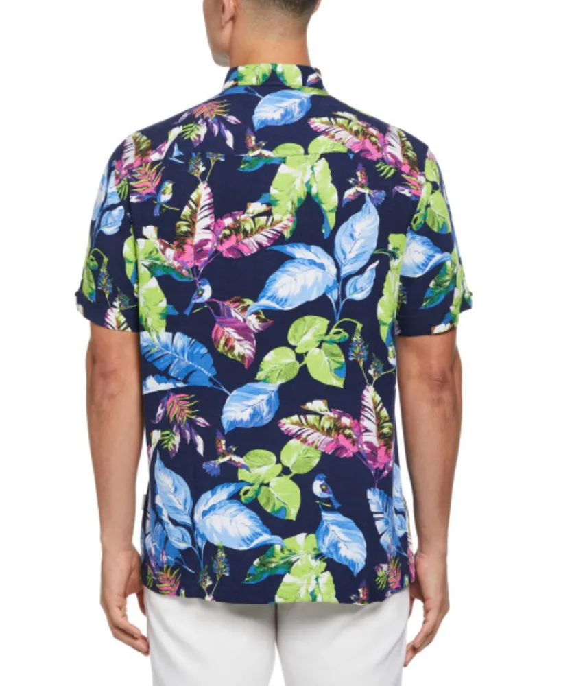 Cubavera Men's Short Sleeve Leaf Print Button-Front Shirt