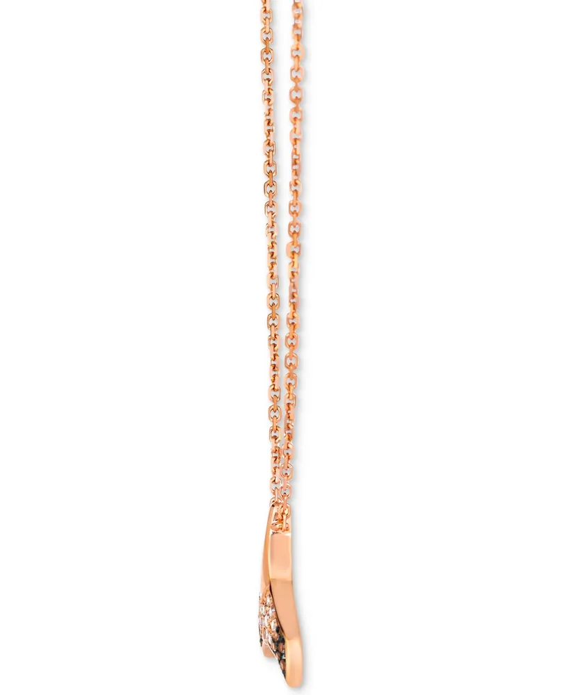 Le Vian Chocolate Ombre Diamond Whale Tail 19" Adjustable Pendant Necklace (1/5 ct. t.w.) in 14k Rose Gold