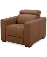 Nevio 39" Leather Power Recliner and Headrest, Created For Macy's