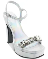 Karl Lagerfeld Paris Women's Jala Embellished Ankle-Strap Platform Sandals