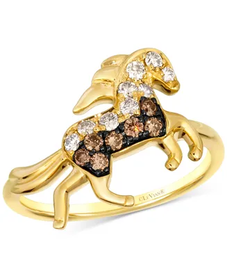 Le Vian Chocolate Diamond & Nude Diamond Horse Ring (1/3 ct. t.w.) in 14k Gold