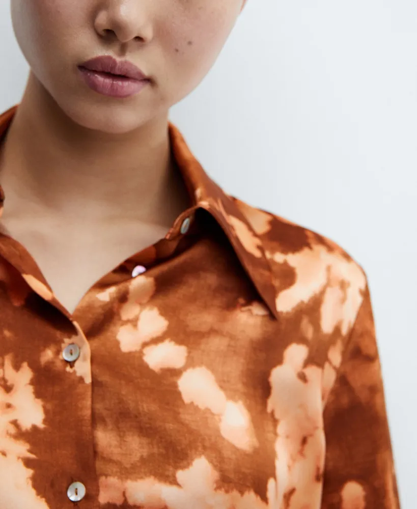 Mango Women's Tie-Dye Effect Satin Shirt