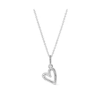 Pandora Moments Sterling Silver Sparkling Cubic Zirconia Freehand Heart Pendant Necklace