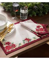 Elrene Poinsettia Garlands Table Linens Collection