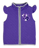 Baby Mode Girls Floral Bodysuit, Pants and Vest, 3 Piece Set