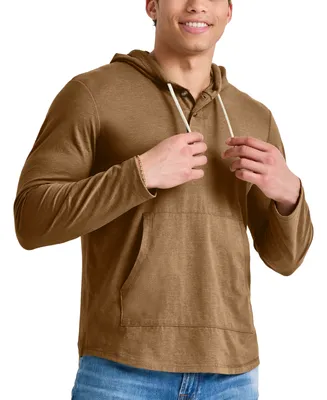 Men's Hanes Originals Cotton Henley Hooded Sweatshirt