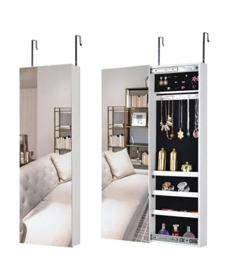 Simplie Fun Full Mirror Jewelry Storage Cabinet with Slide Rail Can Be Hung On The Door Or Wall