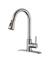 Streamdale Furniture Pull Down Kitchen Faucet With Sprayer Stainless Steel Brushed Nickel