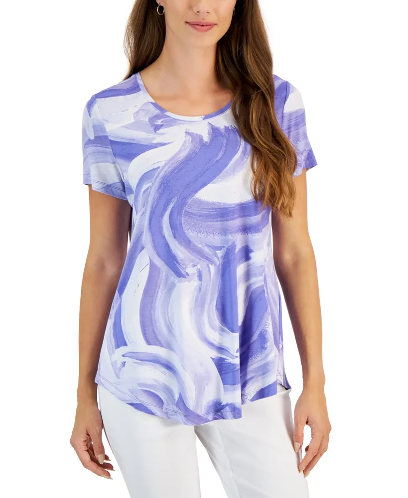 JM Collection Women's Printed 3/4-Sleeve Top, Created for Macy's