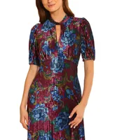 Maggy London Women's Printed Velvet Twist-Neck Midi Dress